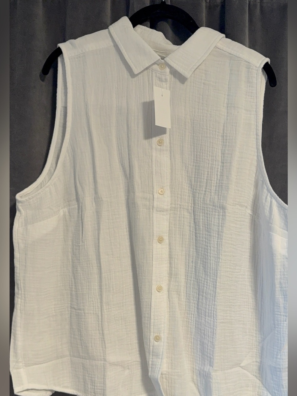 NWT J. Crew Gauzy White Sleeveless Button-Down Shirt XXL